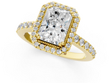 Yellow gold Radiant Cut Halo Diamond Ring with Pave Band and Four-Prong Setting_21