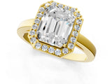 Yellow gold Radiant Cut Halo Diamond Ring with Solitaire Band and Prong Setting_14