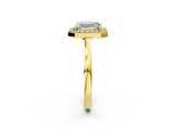 Yellow gold Radiant Cut Halo Diamond Ring with Solitaire Band and Prong Setting_15