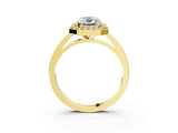 Yellow gold Radiant Cut Halo Diamond Ring with Solitaire Band and Prong Setting_16