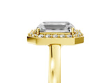 Yellow gold Radiant Cut Halo Diamond Ring with Solitaire Band and Prong Setting_18