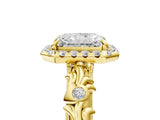 Yellow gold Radiant Cut Halo Diamond Solitaire with Filigree Band and Four-Prong Setting_12