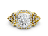 Yellow gold Radiant Cut Halo Diamond Split Shank Engagement Ring with Four-Prong Setting_13