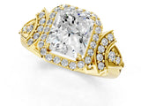 Yellow gold Radiant Cut Halo Diamond Split Shank Engagement Ring with Four-Prong Setting_14