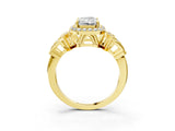 Yellow gold Radiant Cut Halo Diamond Split Shank Engagement Ring with Four-Prong Setting_16