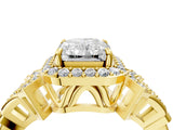 Yellow gold Radiant Cut Halo Diamond Split Shank Engagement Ring with Four-Prong Setting_17