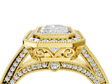 Yellow gold Radiant Cut Halo Diamond Split Shank Pave Ring_23
