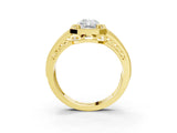 Yellow gold Radiant Cut Halo Diamond Split Shank Ring with Prong Setting_18
