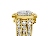 Yellow gold Radiant Cut Halo Diamond Split Shank Ring with Prong Setting_20