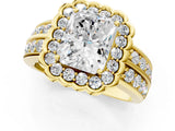 Yellow gold Radiant Cut Halo Diamond Split Shank Ring with Scalloped Prong Setting_4