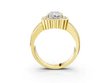 Yellow gold Radiant Cut Halo Diamond Split Shank Ring with Scalloped Prong Setting_6