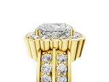 Yellow gold Radiant Cut Halo Diamond Split Shank Ring with Scalloped Prong Setting_8