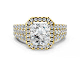 Yellow gold Radiant Cut Halo Pavé Diamond Engagement Ring with Split Shank and Four-Prong Setting_3
