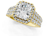Yellow gold Radiant Cut Halo Pavé Diamond Engagement Ring with Split Shank and Four-Prong Setting_4