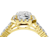 Yellow gold Radiant Cut Halo Pavé Diamond Engagement Ring with Split Shank and Four-Prong Setting_7