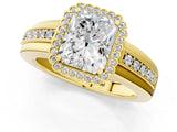 Yellow gold Radiant Cut Halo Pave Band Four-Prong Ring_62