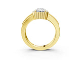 Yellow gold Radiant Cut Halo Pave Band Four-Prong Ring_64