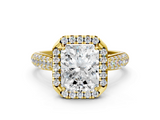 Yellow gold Radiant Cut Halo Pave Band Four-Prong Setting Ring_20