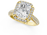 Yellow gold Radiant Cut Halo Pave Band Four-Prong Setting Ring_21