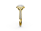 Yellow gold Radiant Cut Halo Pave Band Four-Prong Setting Ring_22