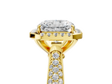 Yellow gold Radiant Cut Halo Pave Band Four-Prong Setting Ring_25