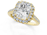 Yellow gold Radiant Cut Halo Pave Diamond Engagement Ring with Four-Prong Setting_4