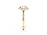 Yellow gold Radiant Cut Halo Pave Diamond Engagement Ring with Four-Prong Setting_5