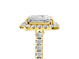 Yellow gold Radiant Cut Halo Pave Diamond Engagement Ring with Four-Prong Setting_8