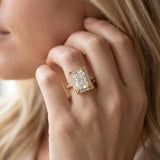 Yellow gold Radiant Cut Halo Pave Split Shank Prong Setting Ring_14