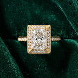 Yellow gold Radiant Cut Halo Pave Split Shank Prong Setting Ring_15