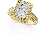 Yellow gold Radiant Cut Halo Pave Split Shank Prong Setting Ring_45