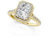 Yellow gold Radiant Cut Halo Round Diamond Pavé Band with Four-Prong Setting_4