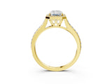 Yellow gold Radiant Cut Halo Round Diamond Pavé Band with Four-Prong Setting_6