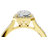 Yellow gold Radiant Cut Halo Round Diamond Pavé Band with Four-Prong Setting_7