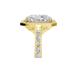 Yellow gold Radiant Cut Halo Round Diamond Pavé Band with Four-Prong Setting_8