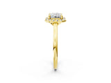 Yellow gold Radiant Cut Halo Round Diamond Solitaire Engagement Ring with Pave Band and Four-Prong Setting_17