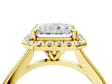 Yellow gold Radiant Cut Halo Round Diamond Solitaire Engagement Ring with Pave Band and Four-Prong Setting_19