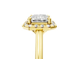 Yellow gold Radiant Cut Halo Round Diamond Solitaire Engagement Ring with Pave Band and Four-Prong Setting_20