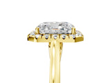 Yellow gold Radiant Cut Halo Round Diamond Solitaire Ring with Pavé Band and Four-Prong Setting_5