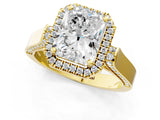 Yellow gold Radiant Cut Halo Round Diamond Twist Band with Four-Prong Setting_16