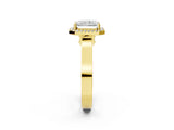 Yellow gold Radiant Cut Halo Round Diamond Twist Band with Four-Prong Setting_17