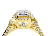 Yellow gold Radiant Cut Halo Round Diamond Twist Band with Four-Prong Setting_19