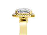 Yellow gold Radiant Cut Halo Round Diamond Twist Band with Four-Prong Setting_20