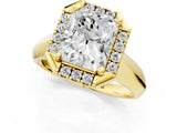 Yellow gold Radiant Cut Halo Solitaire Engagement Ring with Square Band and Four-Prong Setting_132