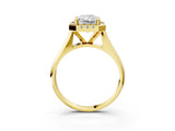Yellow gold Radiant Cut Halo Solitaire Engagement Ring with Square Band and Four-Prong Setting_134