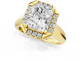 Yellow gold Radiant Cut Halo Solitaire Engagement Ring with Square Band and Four-Prong Setting_67