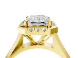 Yellow gold Radiant Cut Halo Solitaire Engagement Ring with Square Band and Four-Prong Setting_70
