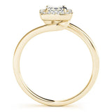 Yellow gold Radiant Cut Halo Solitaire Ring with Channel Band and Four-Prong Setting 2