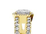 Yellow gold Radiant Cut Halo Split Shank Diamond Ring with Four-Prong Setting_72