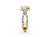 Yellow gold Radiant Cut Halo Split Shank Pave Set Ring_73